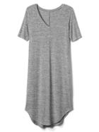 Gap Women Softspun Knit V Neck Midi Dress - Light Grey Marle