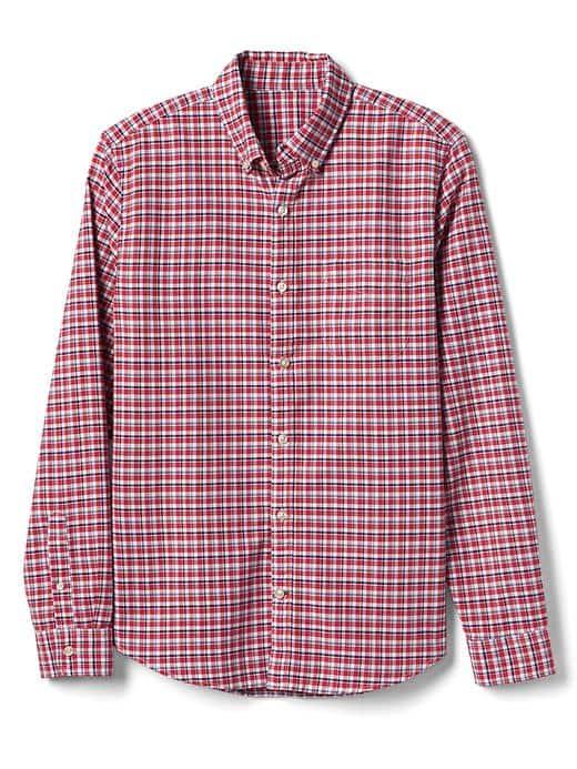 Gap Men Oxford Tattersall Slim Fit Shirt - Red Light