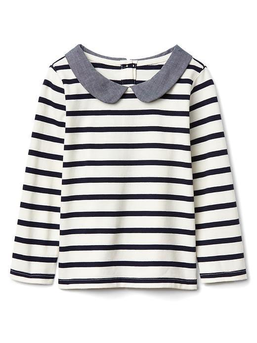 Gap Woven Collar Long Sleeve Tee - Blue Stripe