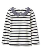 Gap Woven Collar Long Sleeve Tee - Blue Stripe