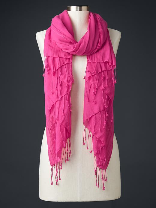 Gap Women Solid Fringe Scarf - Royal Fuchsia