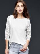 Gap Women Lace Sleeve Top - Antique White