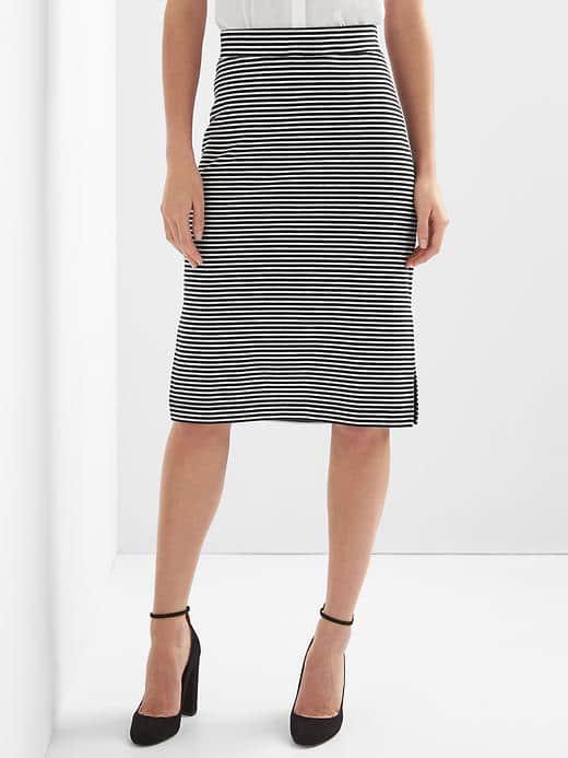 Gap Ponte Pencil Skirt - Black & White Stripe