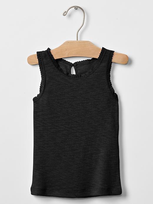 Gap Ribbed Lace Tank - True Black