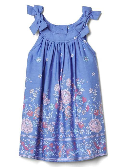 Gap Floral Border Bow Dress. - Moore Blue