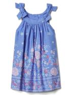 Gap Floral Border Bow Dress. - Moore Blue