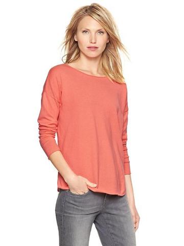 Gap Shaped Hem Sweater - Neon Orange Light