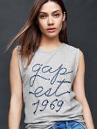 Gap Women Braid Logo Muscle Tank - Heather Grey