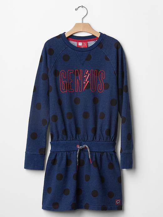 Gap Gapkids X Ed Polka Dot Sweatshirt Dress - Medium Indigo