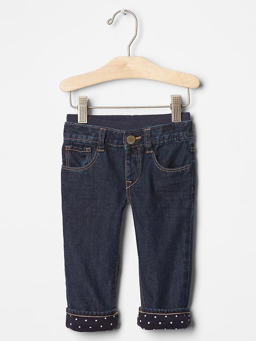 Gap Lined Pull On Straight Jeans - Dark Rinse