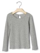 Gap Crochet Trim Ribbed Tee - Light Heather Gray