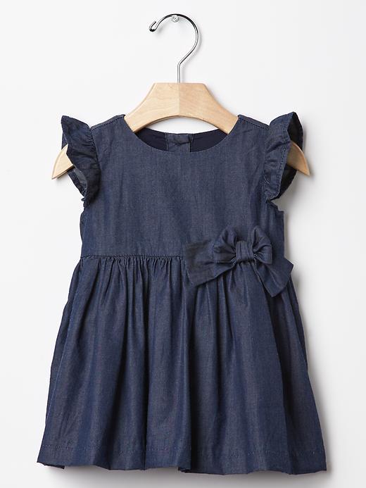 Gap 1969 Flutter Bow Chambray Dress - Dark Chambray