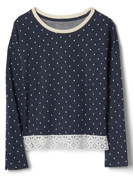 Gap Women Jacquard Lace Trim Top - Gap Dark Indigo
