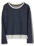 Gap Women Jacquard Lace Trim Top - Gap Dark Indigo