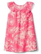 Gap Floral Ruffle Collar Dress - White/pink Flower