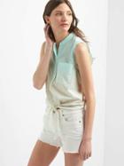 Gap Women Ombre Tie Front Sleeveless Shirt - Blue Tint