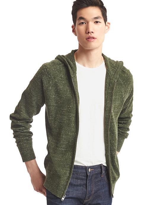 Gap Hooded Zip Sweater - Olive Heather