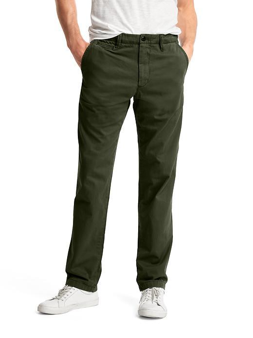 Gap Men Vintage Washed Straight Fit Khakis - Dark Green