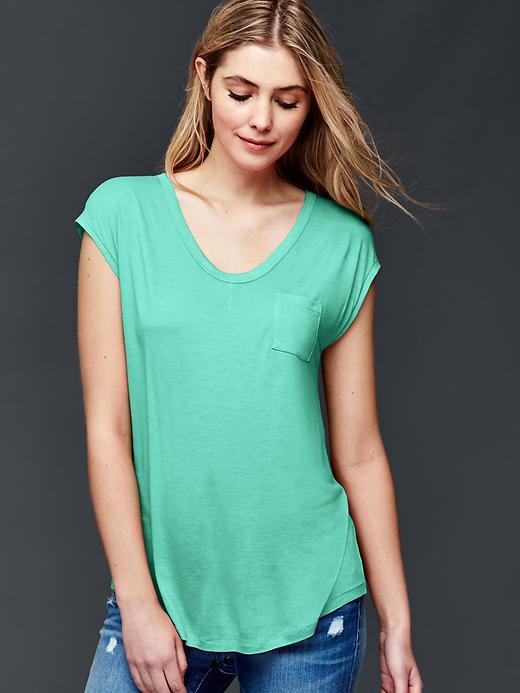 Gap Cap Sleeve Pocket Tee - Southern Turquoise