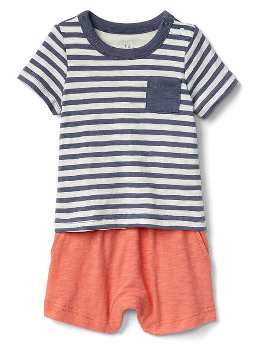 Gap Stripe Double Layer Shorty One Piece - Orange