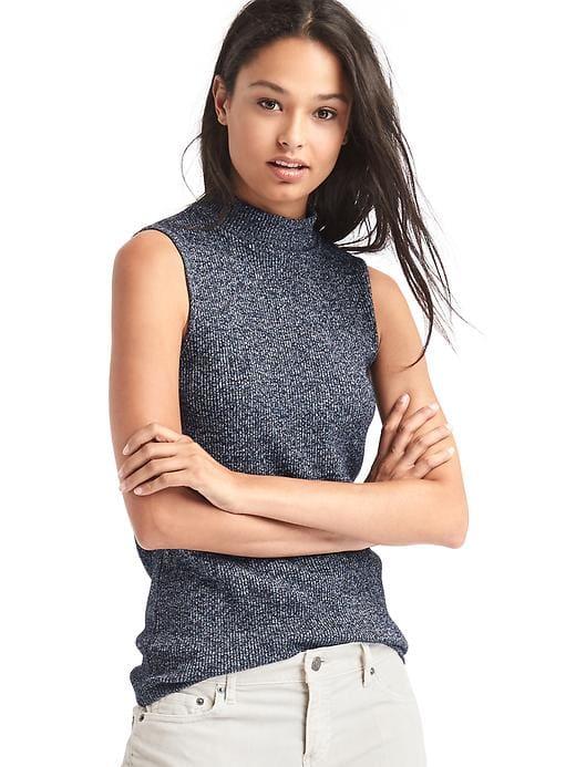 Gap Ribbed Mockneck Tank - Navy Heather