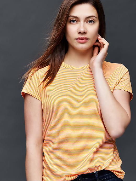 Gap Vintage Wash Stripe Crewneck Tee - Clementine Orange