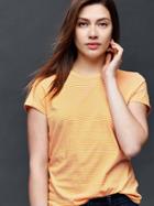 Gap Vintage Wash Stripe Crewneck Tee - Clementine Orange