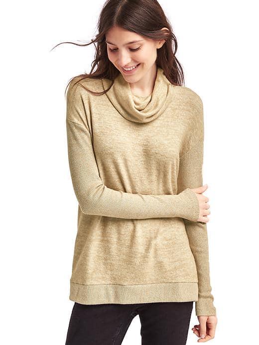 Gap Women Softspun Marled Cowl Neck Tunic - Oatmeal Heather