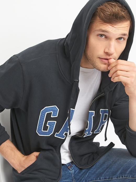 Gap French Terry Logo Zip Hoodie - Moonless Night