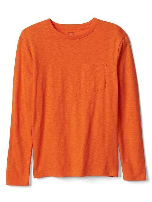 Gap Solid Pocket Crew Tee - Bright Mandarin