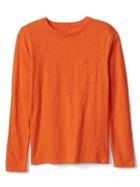 Gap Solid Pocket Crew Tee - Bright Mandarin