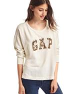 Gap Women Sequin Logo Applique Slouchy Sweatshirt - Snow Cap