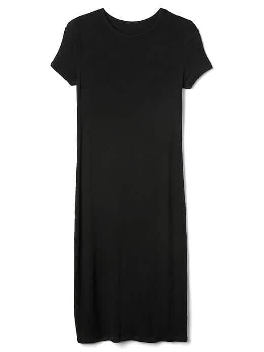 Gap Women Rib Knit T Shirt Dress - True Black