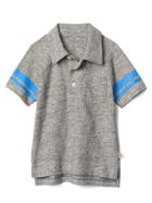 Gap Stripe Sleeve Slub Polo - Heather Grey