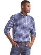 Gap Men True Wash Windowpane Standard Fit Shirt - Deep Cobalt
