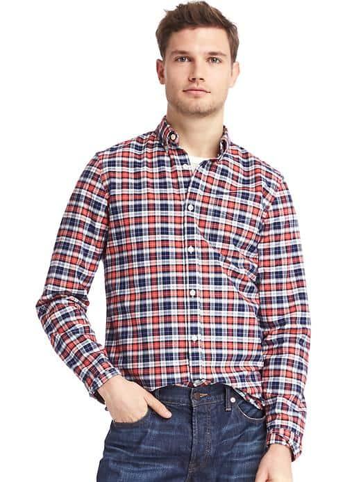 Gap Oxford Tartan Slim Fit Shirt - Hula Red