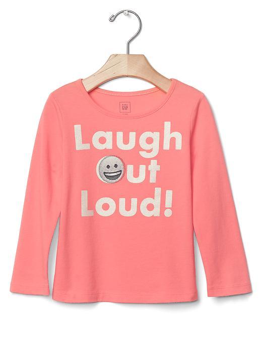 Gap Glitter Graphic Long Sleeve Tee - Neon Coral Volt