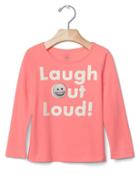 Gap Glitter Graphic Long Sleeve Tee - Neon Coral Volt