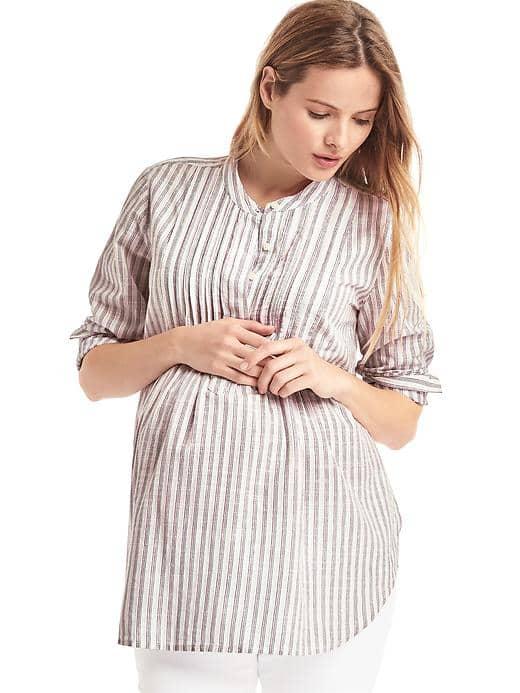 Gap Stripe Pintuck Popover - Pink Stripe