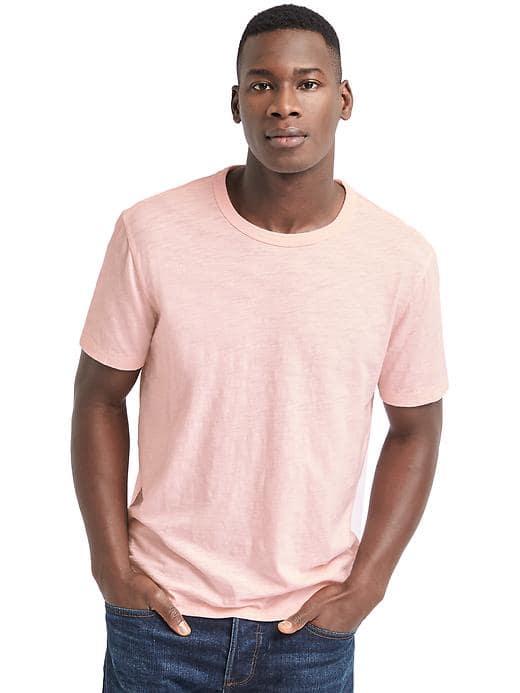 Gap Men Slub Jersey Crewneck Tee - Light Shell Pink
