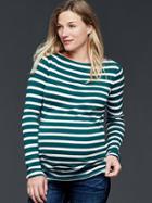 Gap Women Stripe Modal Boatneck Tee - Green Stripe