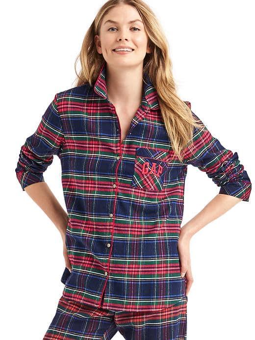 Gap Women + Pendleton Flannel Sleep Shirt - Navy Plaid