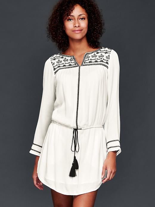Gap Women Long Sleeve Embroidered Dress - New Off White