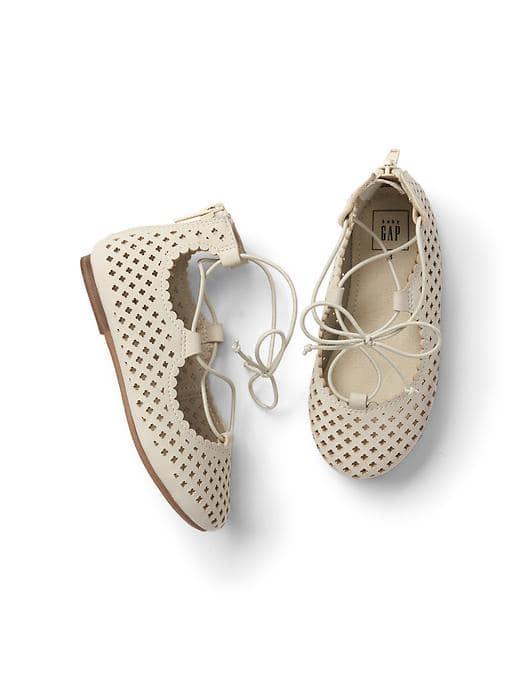Gap Lace Up Ballet Flats - White