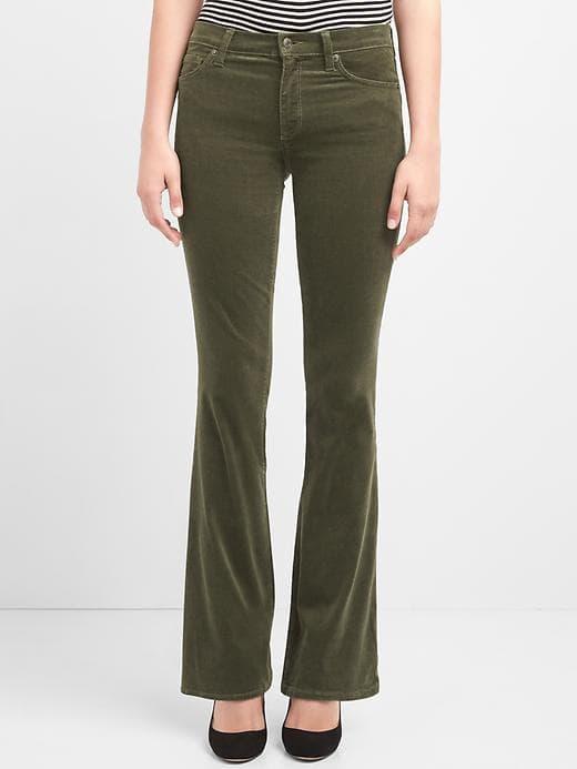 Gap Women Mid Rise Perfect Boot Cords - Black Moss