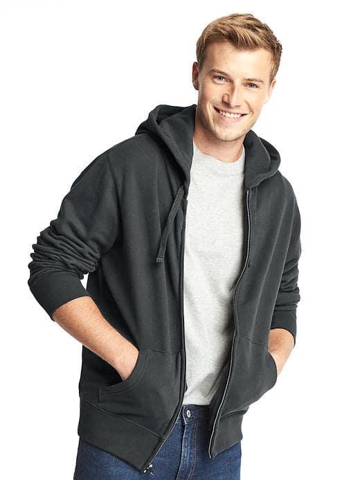 Gap Men French Terry Zip Hoodie - Moonless Night