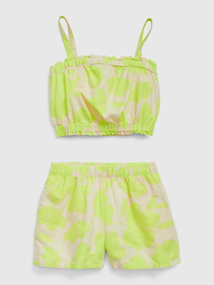 Kids Linen-cotton Floral Outfit Set