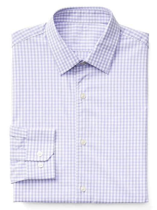 Gap Men Stretch Poplin Gingham Standard Fit Shirt - Warm Violet