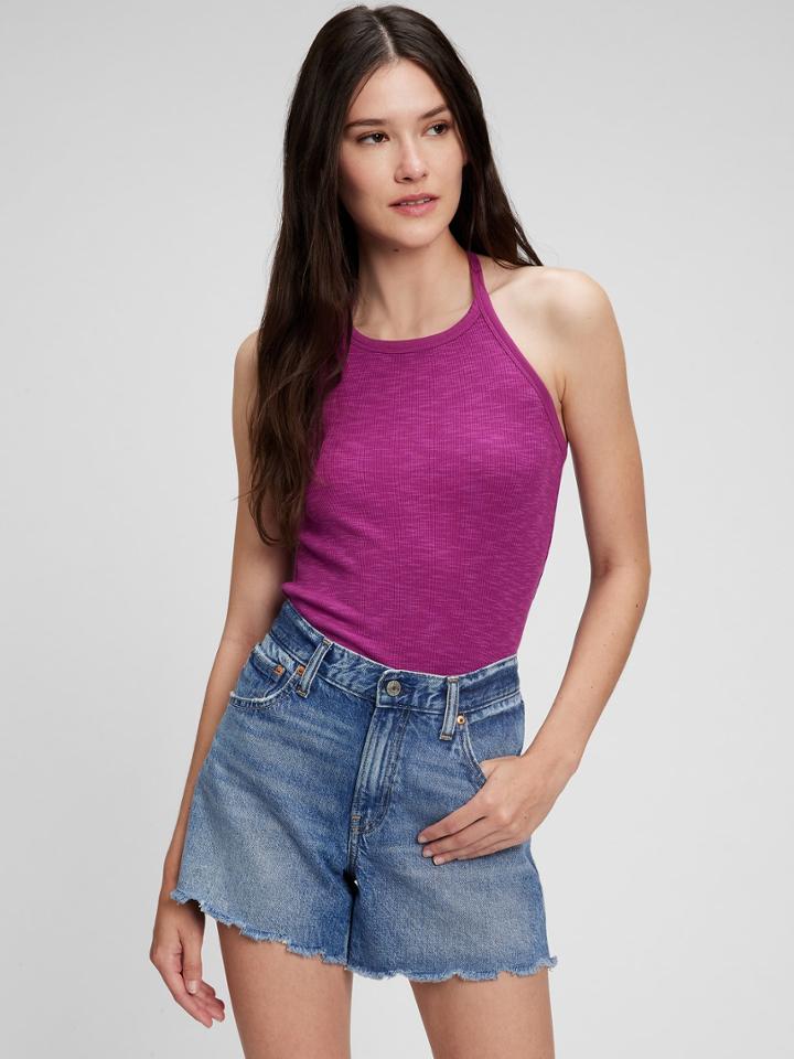 Tie-back Cropped Halter Tank Top