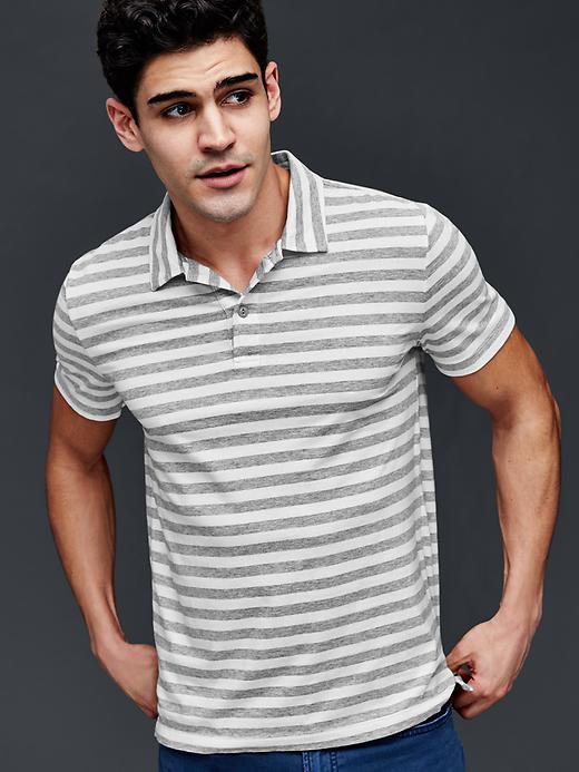 Gap Men Vintage Wash Stripe Polo - Gray Stripe